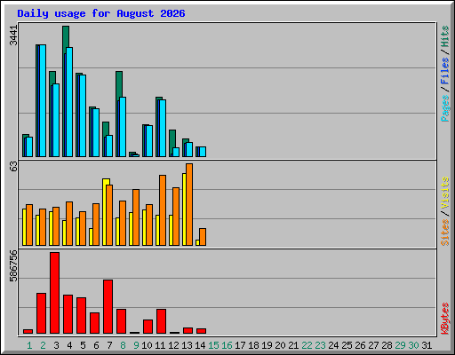Daily usage for August 2026